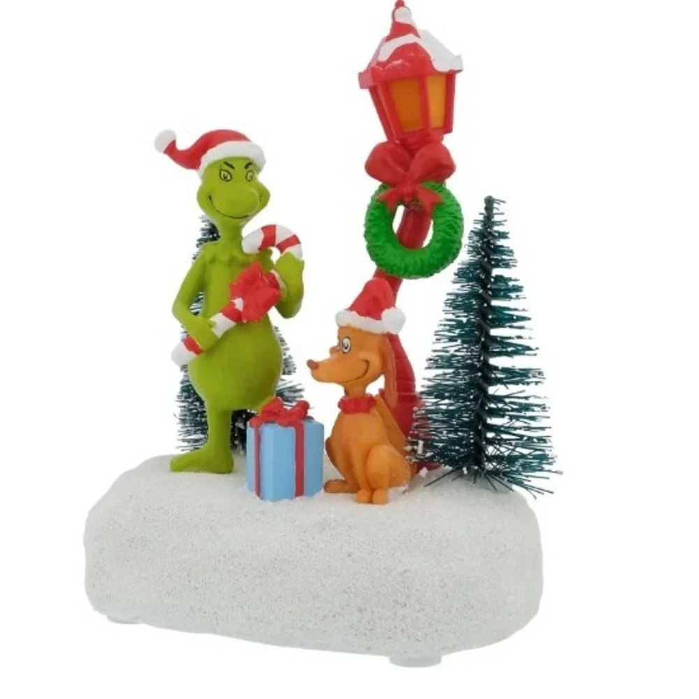 Dr. Seuss Grinch and Max Illuminated Lamppost Christmas Decoration New‎